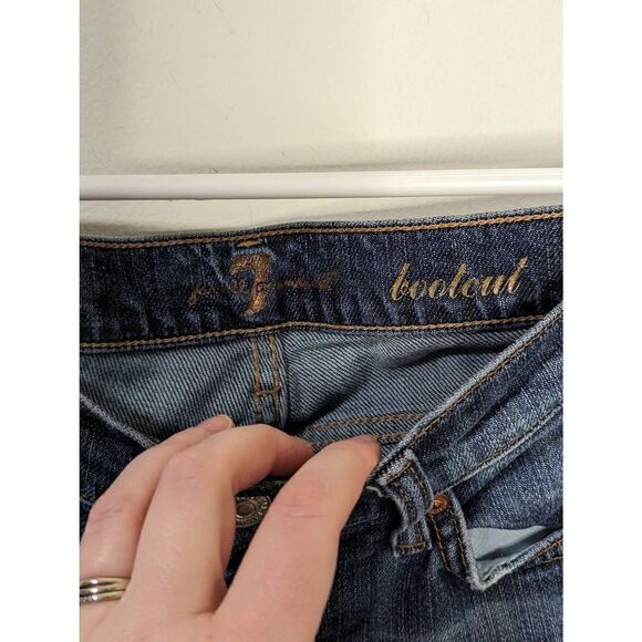7 For All Mankind Bootcut Low Rise Distressed Jeans - Size 27 - Picture 8 of 9